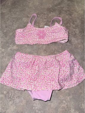 Soft Pink Floral Teen Girl's Bikini Top and Bottom